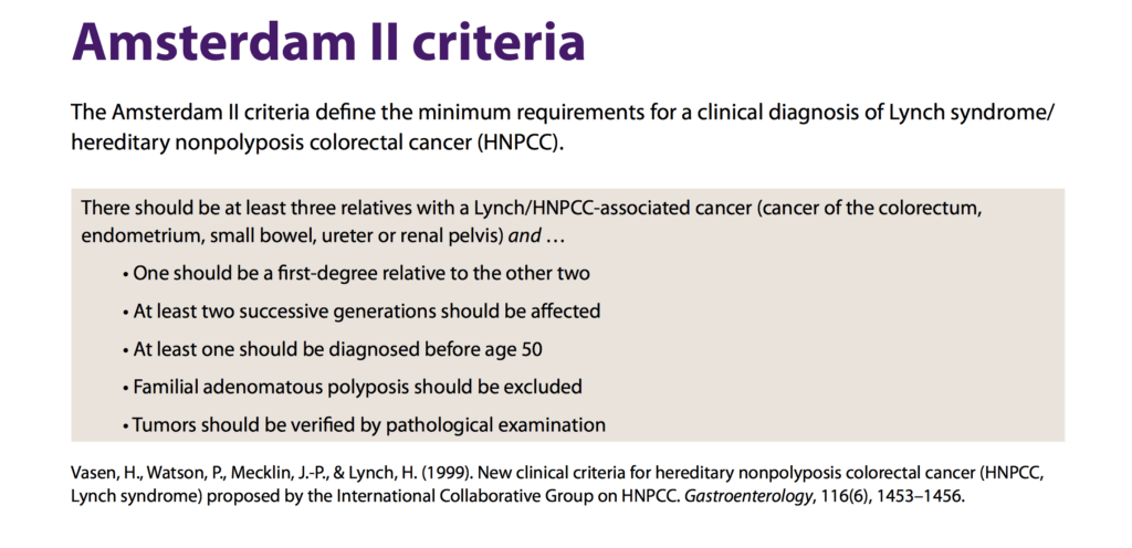 Καρκίνος παχέος εντέρου - Amsterdam II criteria